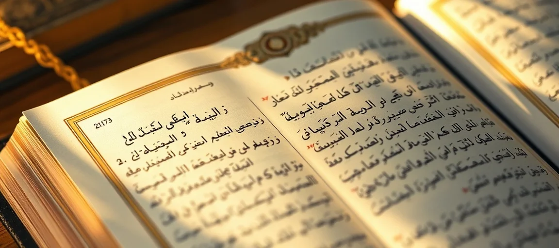 Page du Coran ouvert avec le verset 2:173 de la sourate Al-Baqara, calligraphie arabe, fond doré