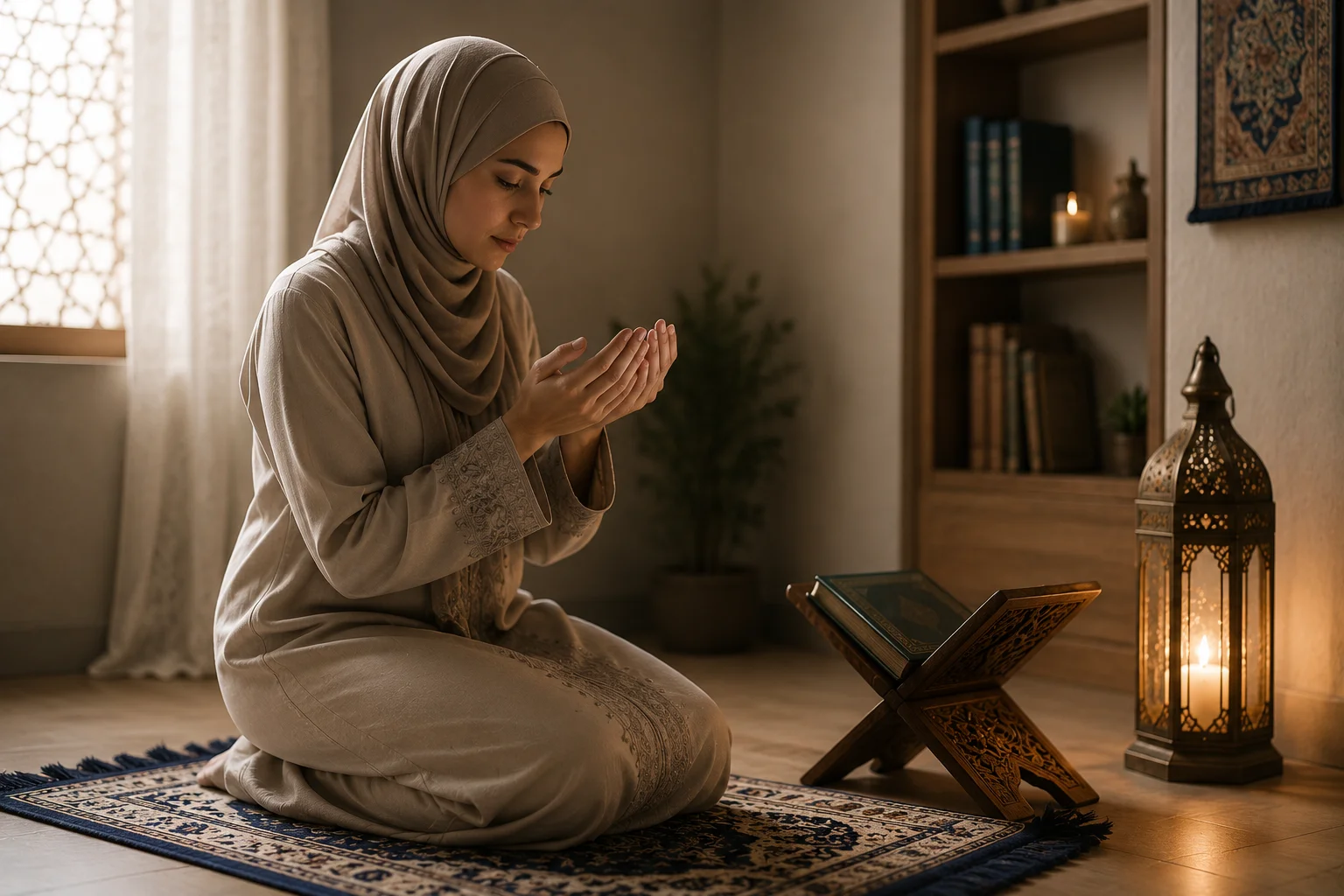 Mains levées vers le ciel en signe d'invocation (dou'a) en islam
